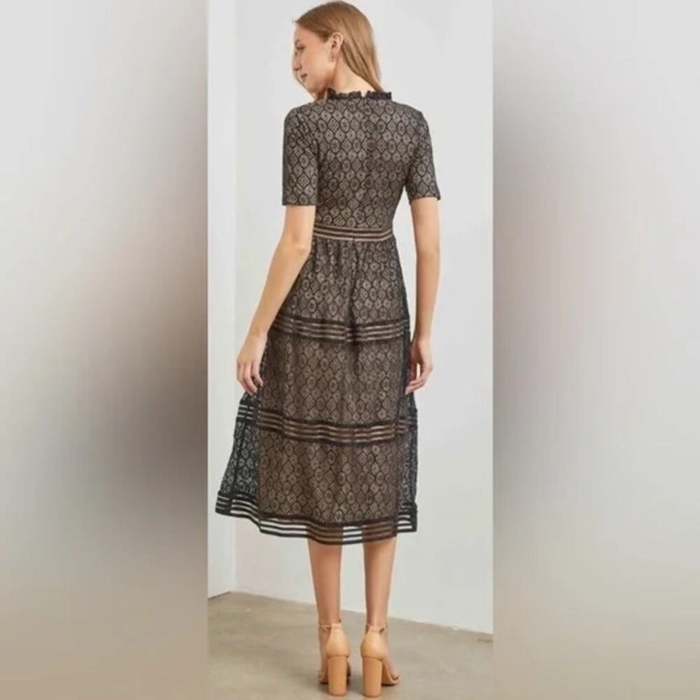 Baltic Born Black Lace Midi Dress